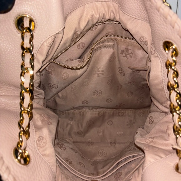 Tory Burch pale pink blush slouchy Marion pebbled leather large tote bag handbag - Picture 11 of 16